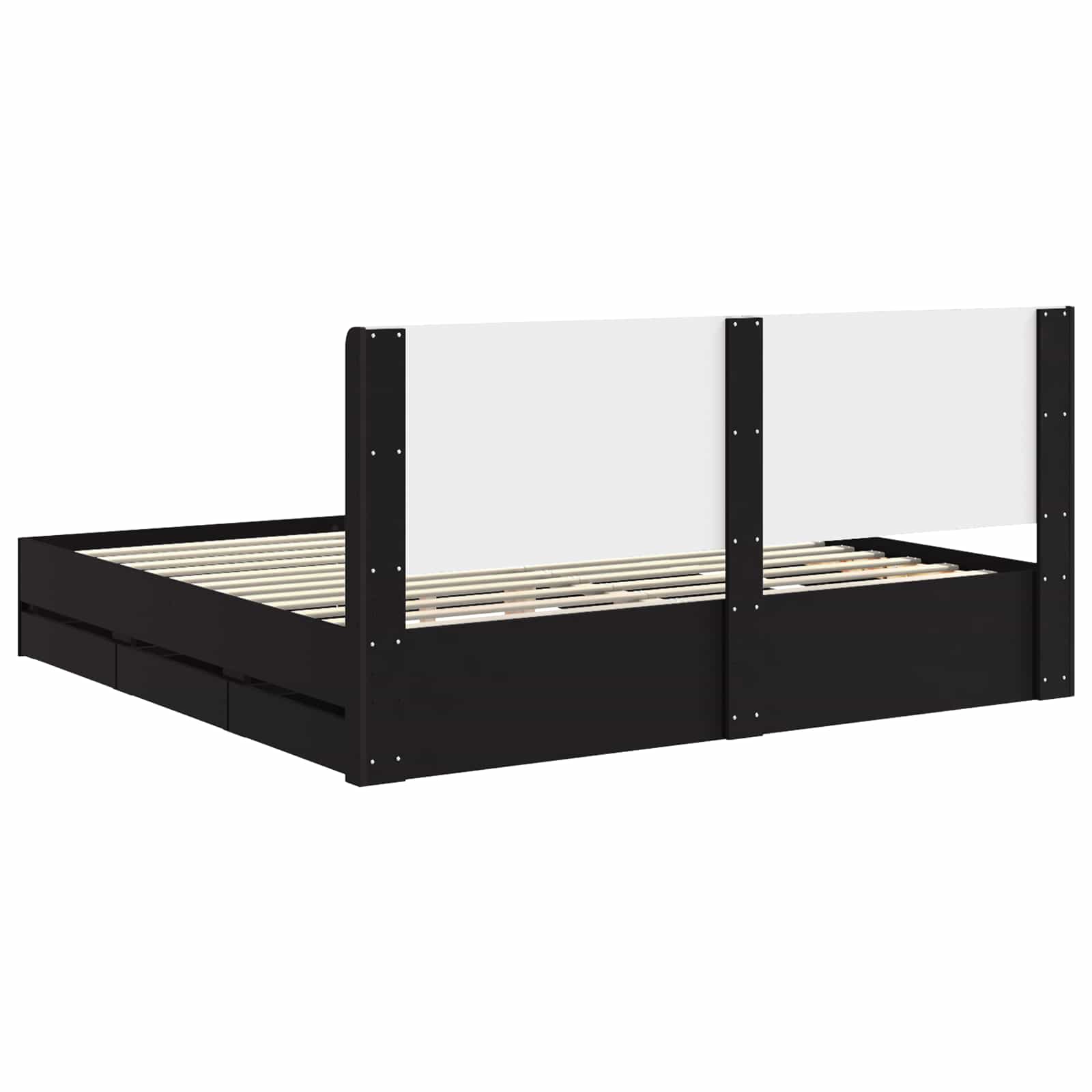 Bedframe met opbergruimte en hoofdbord Zwart 200 x 200 cm is nu te koop bij PeponiXL, paradijselijk wonen!
