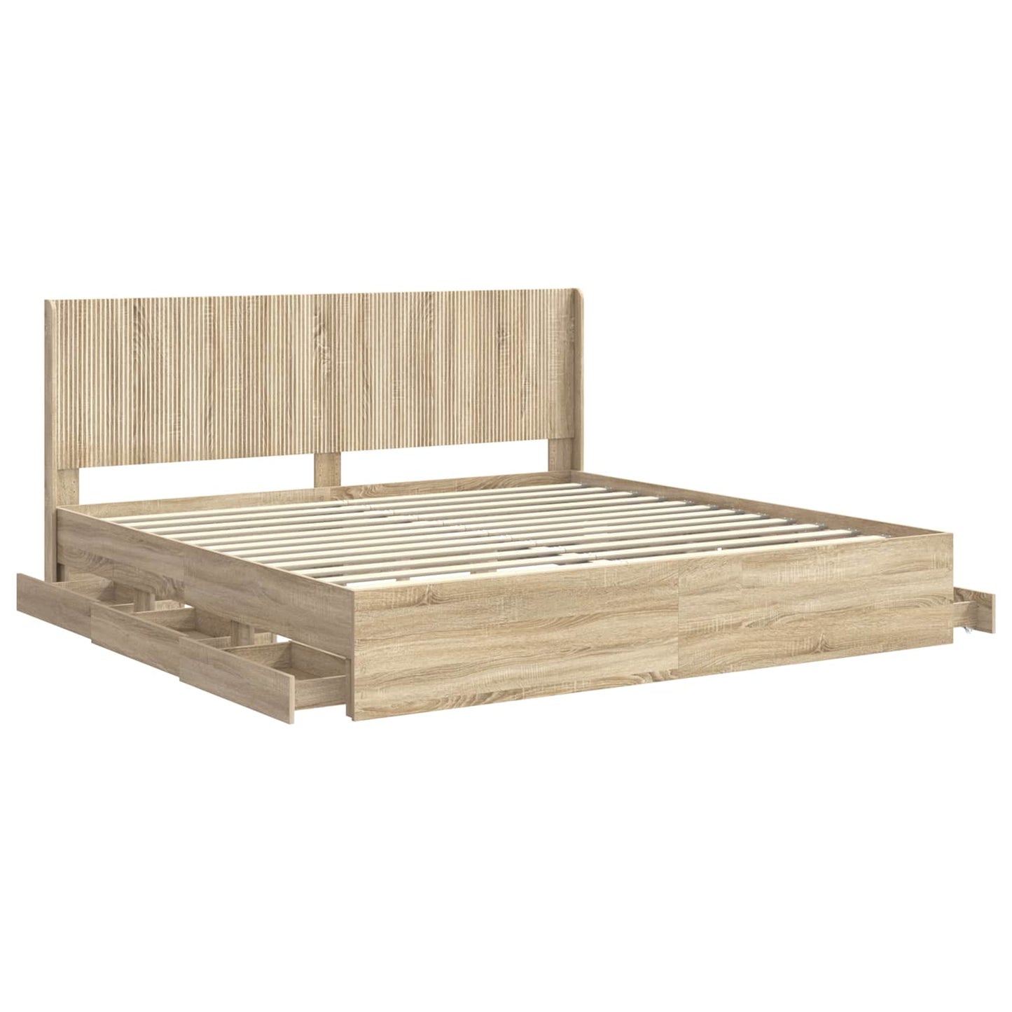 Bedframe met opbergruimte en hoofdbord met lade Sonoma Eiken is nu te koop bij PeponiXL, paradijselijk wonen!
