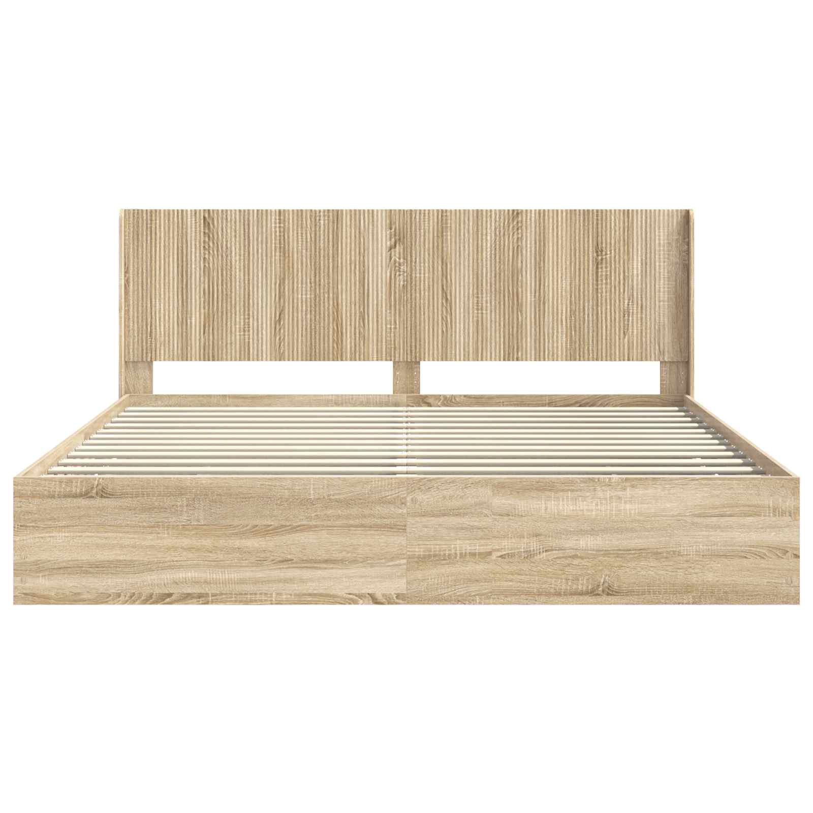 Bedframe met opbergruimte en hoofdbord met lade Sonoma Eiken is nu te koop bij PeponiXL, paradijselijk wonen!