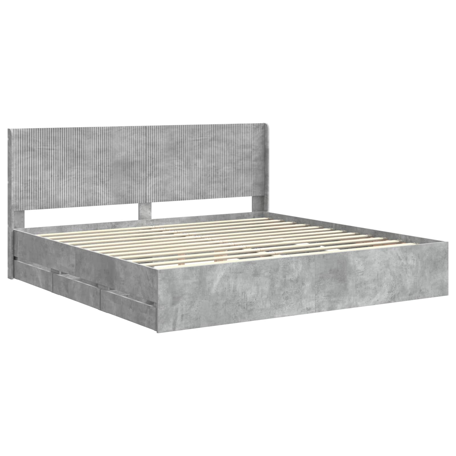 Bedframe met opbergruimte en hoofdbord Betongrijs 200 x 200 cm is nu te koop bij PeponiXL, paradijselijk wonen!