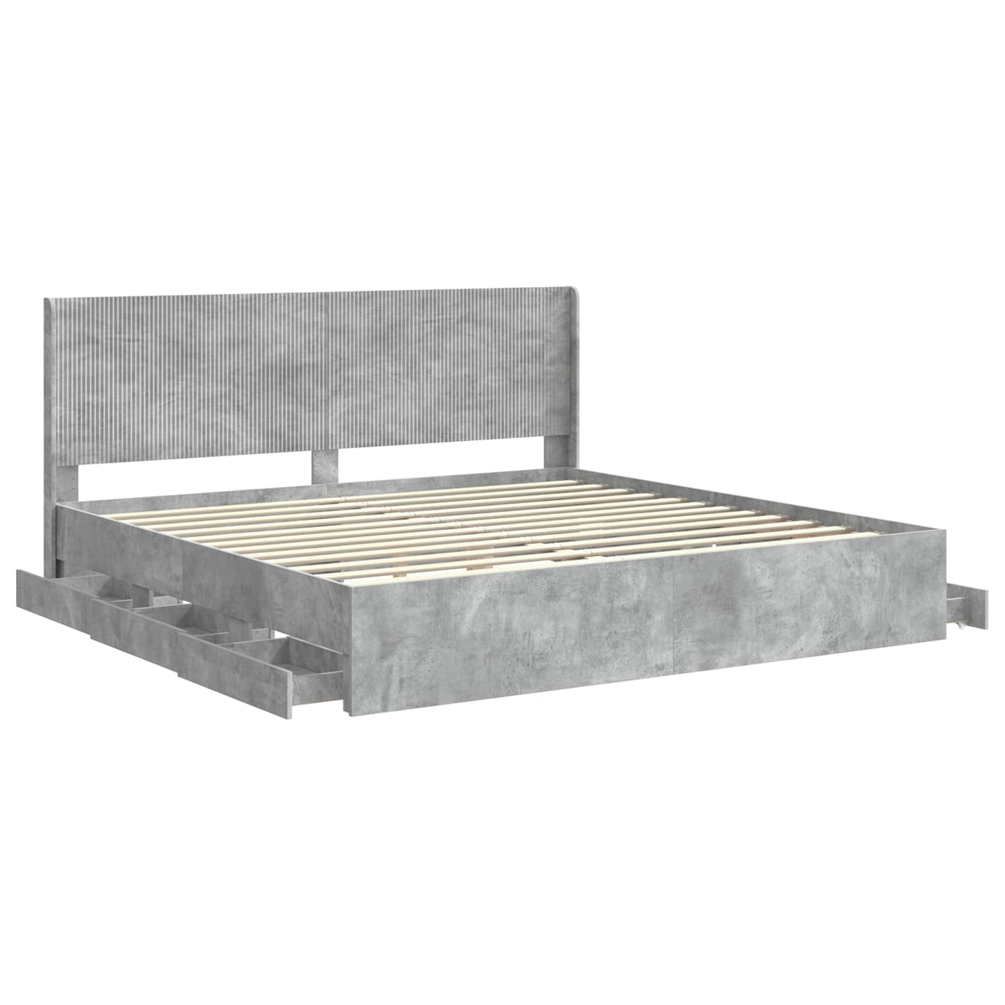 Bedframe met opbergruimte en hoofdbord Betongrijs 200 x 200 cm is nu te koop bij PeponiXL, paradijselijk wonen!