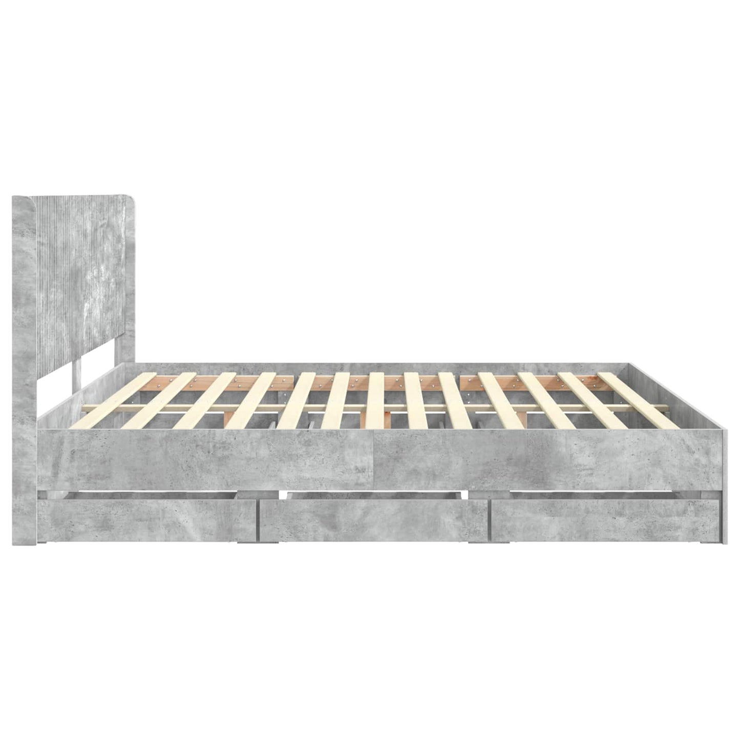 Bedframe met opbergruimte en hoofdbord Betongrijs 200 x 200 cm is nu te koop bij PeponiXL, paradijselijk wonen!
