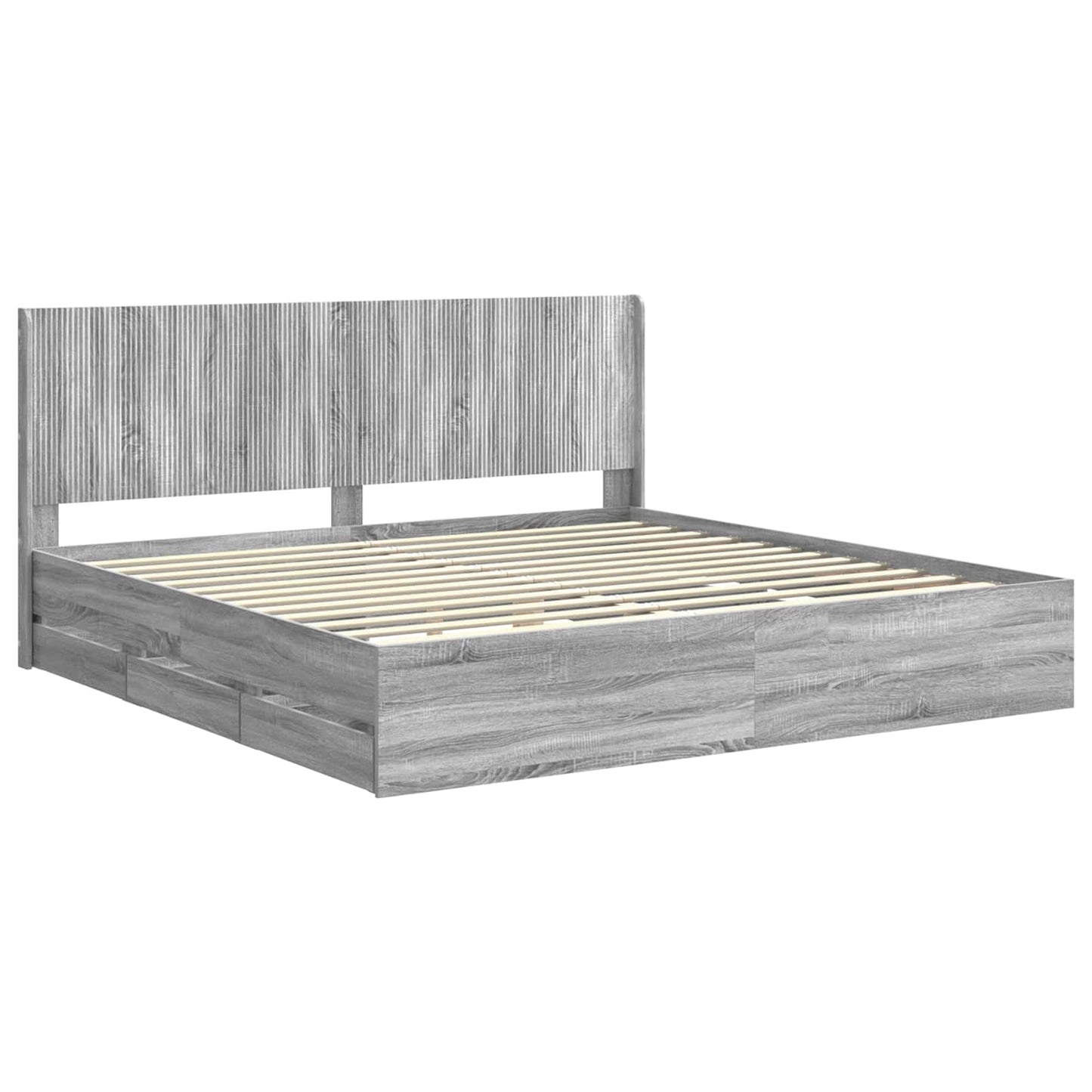 Bedframe met opbergruimte en hoofdbord met lade Grijs sonoma is nu te koop bij PeponiXL, paradijselijk wonen!