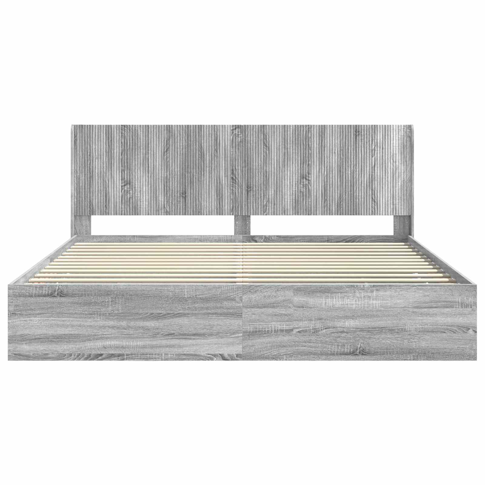 Bedframe met opbergruimte en hoofdbord met lade Grijs sonoma is nu te koop bij PeponiXL, paradijselijk wonen!