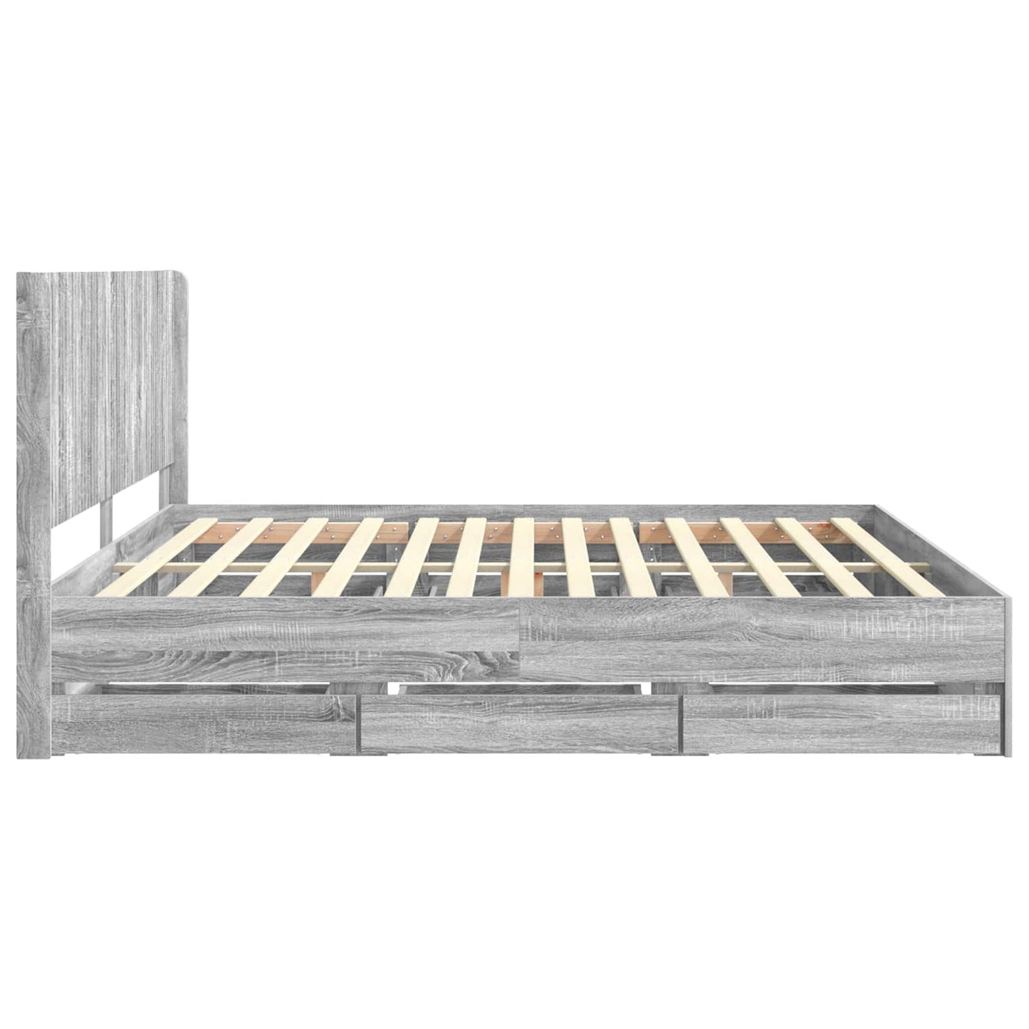 Bedframe met opbergruimte en hoofdbord met lade Grijs sonoma is nu te koop bij PeponiXL, paradijselijk wonen!