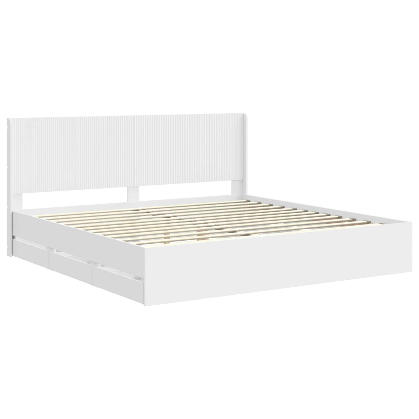 Bedframe met opbergruimte en hoofdbord Wit 180 x 200 cm is nu te koop bij PeponiXL, paradijselijk wonen!