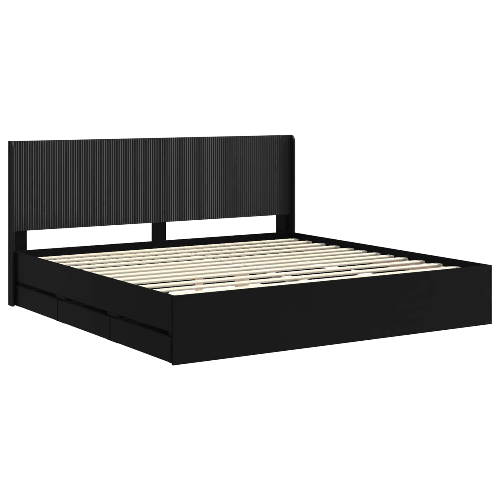 Bedframe met opbergruimte en hoofdbord Zwart 180 x 200 cm is nu te koop bij PeponiXL, paradijselijk wonen!