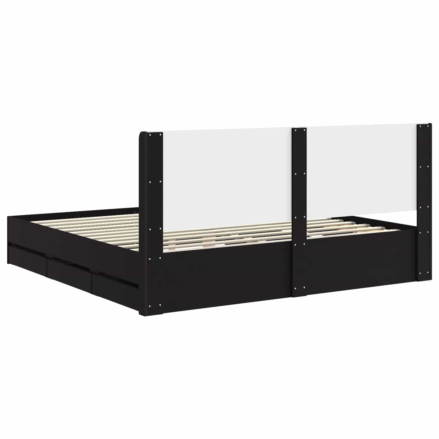 Bedframe met opbergruimte en hoofdbord Zwart 180 x 200 cm is nu te koop bij PeponiXL, paradijselijk wonen!