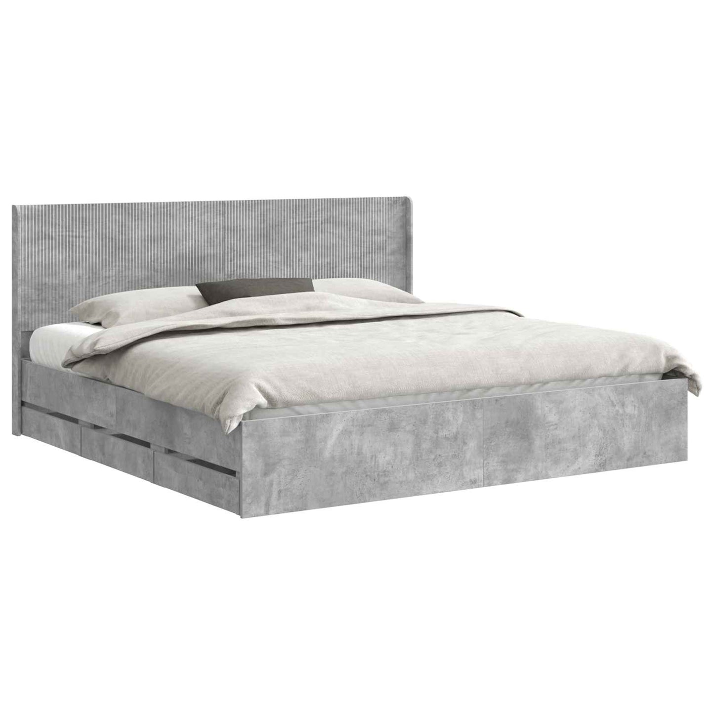 Bedframe met opbergruimte en hoofdbord Betongrijs 180 x 200 cm is nu te koop bij PeponiXL, paradijselijk wonen!