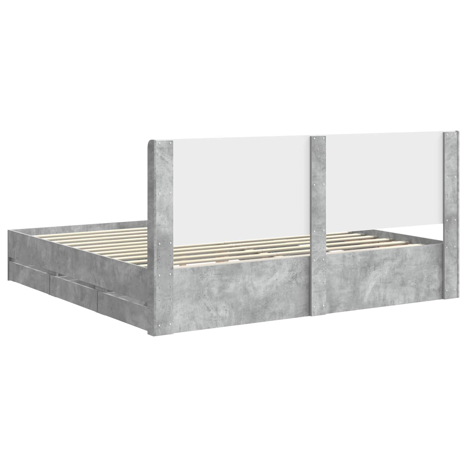 Bedframe met opbergruimte en hoofdbord Betongrijs 180 x 200 cm is nu te koop bij PeponiXL, paradijselijk wonen!