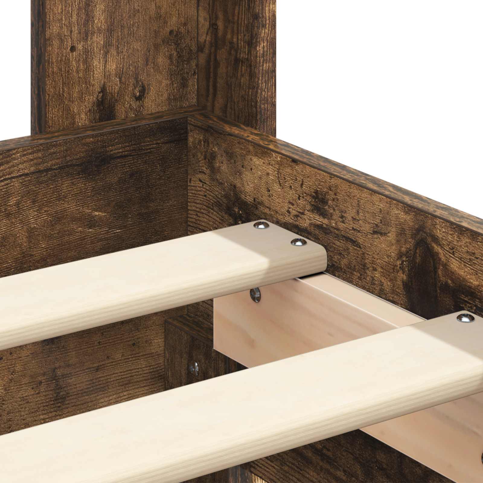Bedframe met opbergruimte en hoofdbord met lade Gerookt eiken is nu te koop bij PeponiXL, paradijselijk wonen!