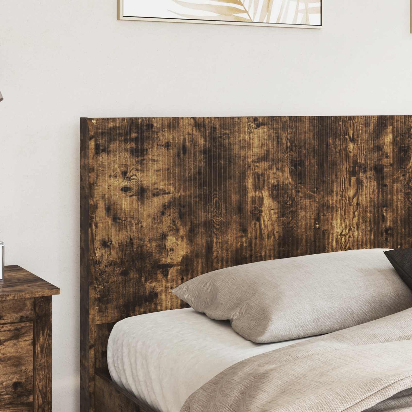Bedframe met opbergruimte en hoofdbord met lade Gerookt eiken is nu te koop bij PeponiXL, paradijselijk wonen!