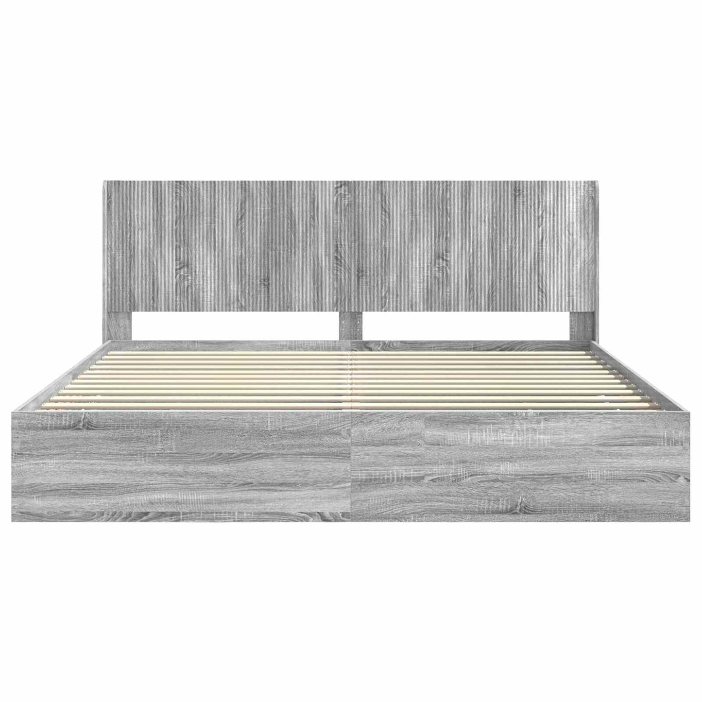 Bedframe met opbergruimte en hoofdbord met lade Grijs sonoma is nu te koop bij PeponiXL, paradijselijk wonen!