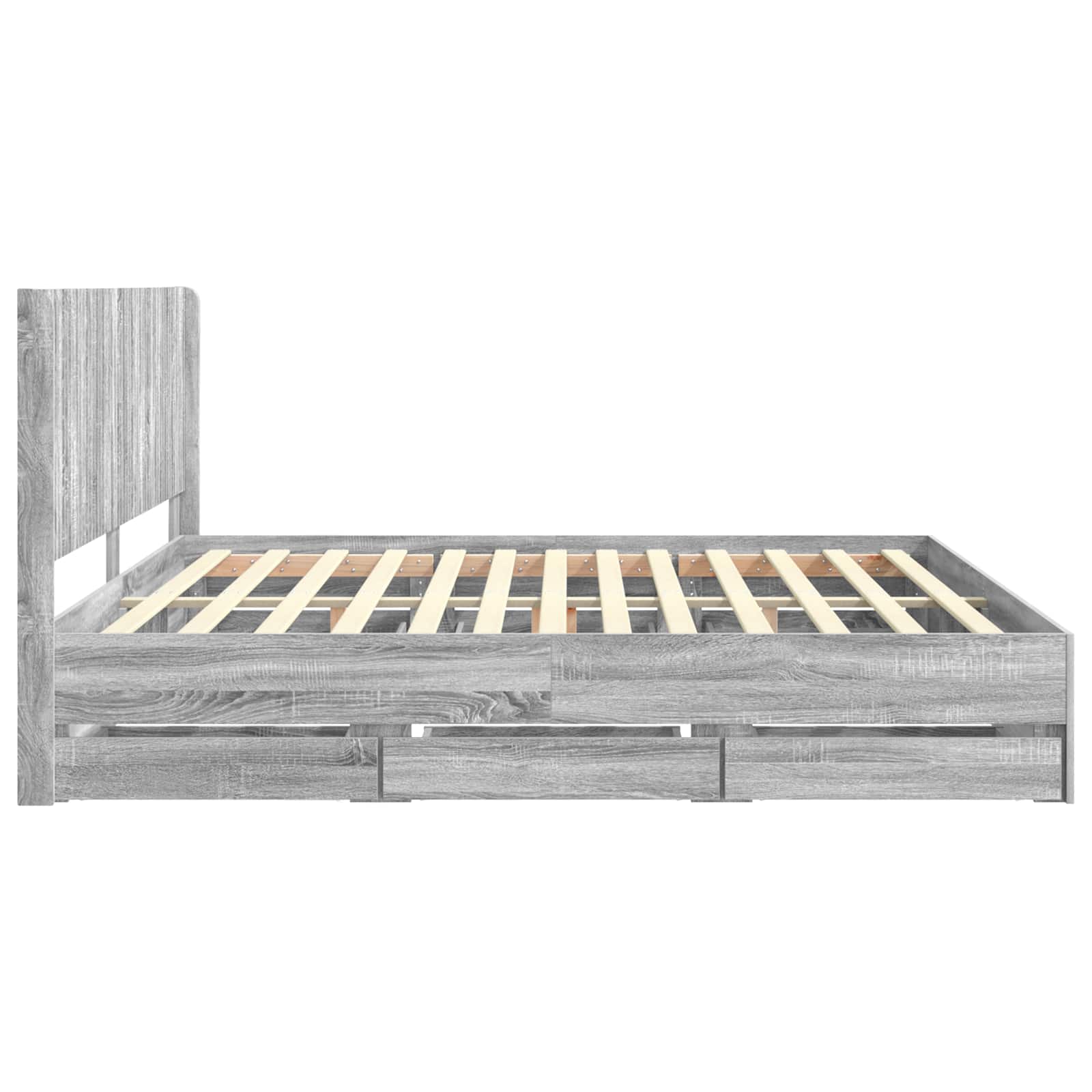 Bedframe met opbergruimte en hoofdbord met lade Grijs sonoma is nu te koop bij PeponiXL, paradijselijk wonen!