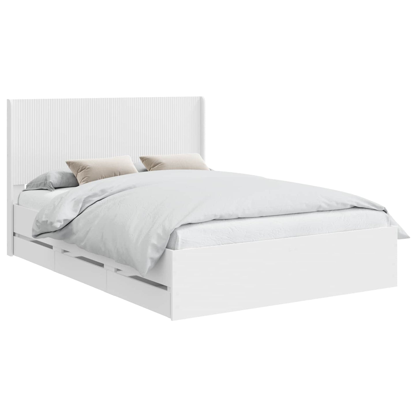 Bedframe met opbergruimte en hoofdbord Wit 160 x 200 cm is nu te koop bij PeponiXL, paradijselijk wonen!