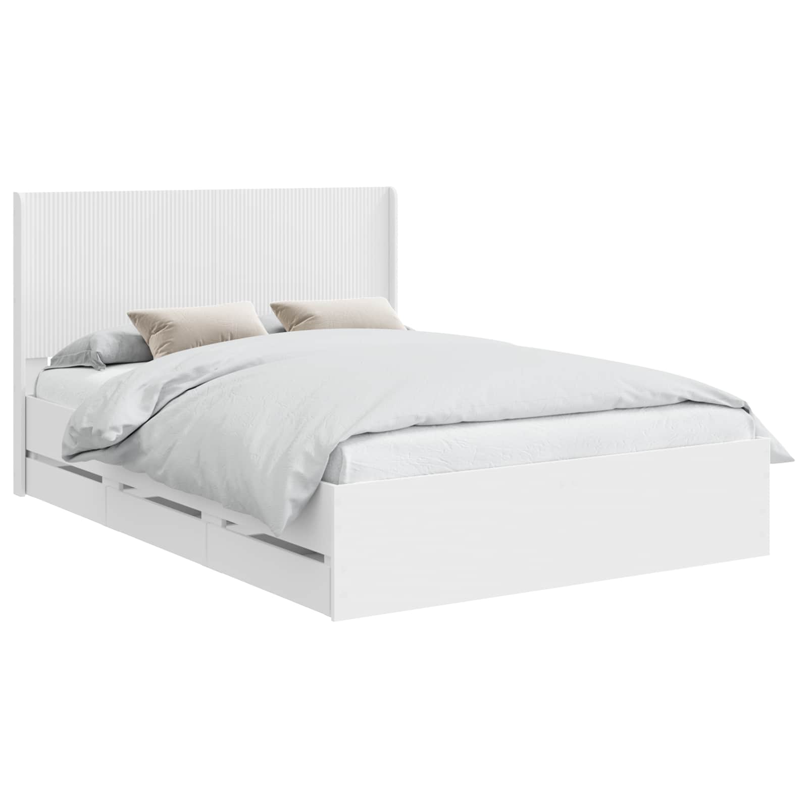 Bedframe met opbergruimte en hoofdbord Wit 160 x 200 cm is nu te koop bij PeponiXL, paradijselijk wonen!