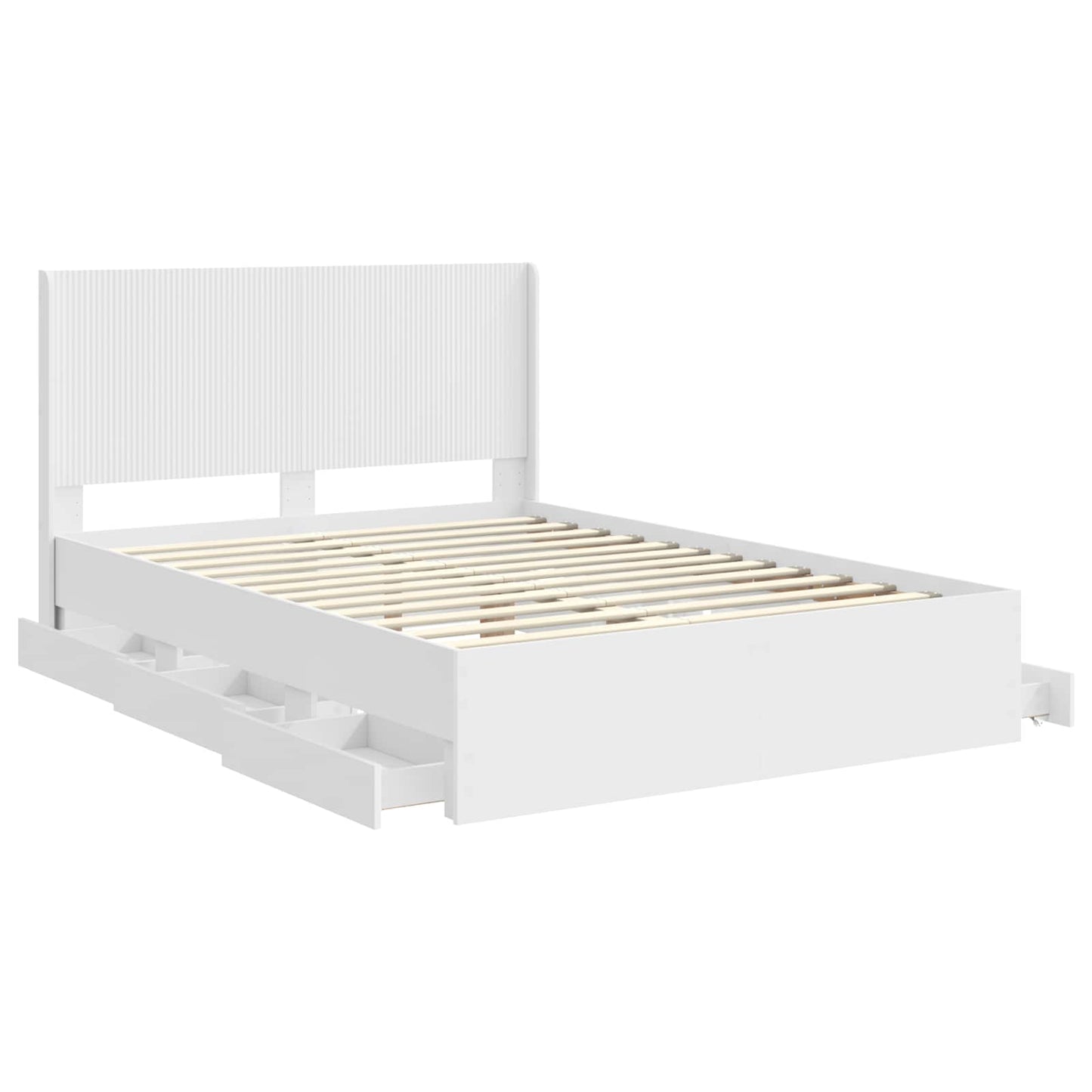 Bedframe met opbergruimte en hoofdbord Wit 160 x 200 cm is nu te koop bij PeponiXL, paradijselijk wonen!