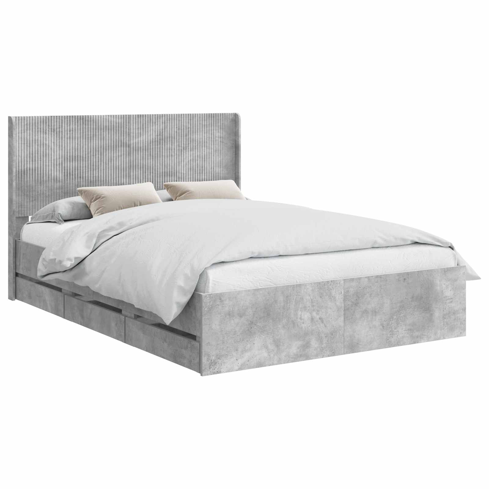 Bedframe met opbergruimte en hoofdbord Betongrijs 160 x 200 cm is nu te koop bij PeponiXL, paradijselijk wonen!