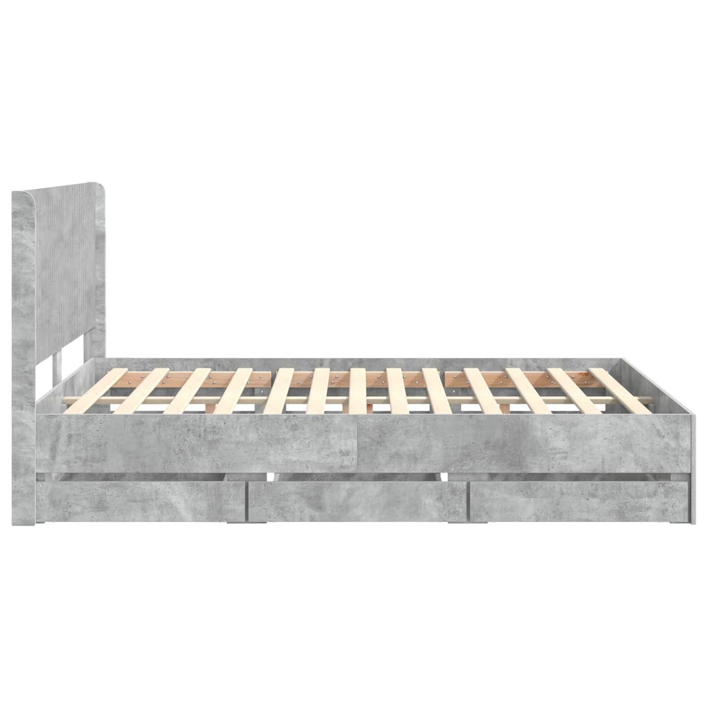 Bedframe met opbergruimte en hoofdbord Betongrijs 160 x 200 cm is nu te koop bij PeponiXL, paradijselijk wonen!