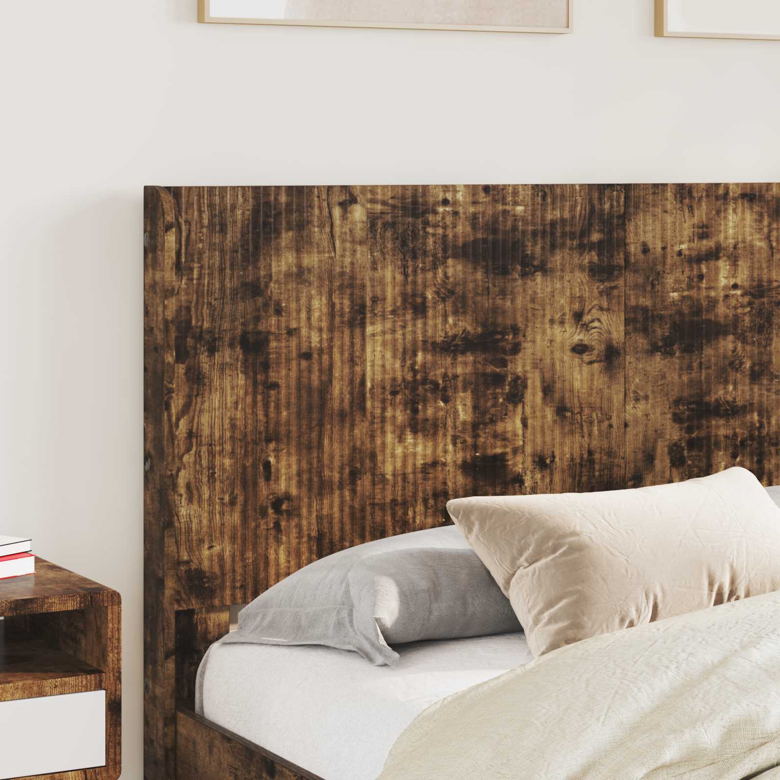Bedframe met opbergruimte en hoofdbord met lade Gerookt eiken is nu te koop bij PeponiXL, paradijselijk wonen!