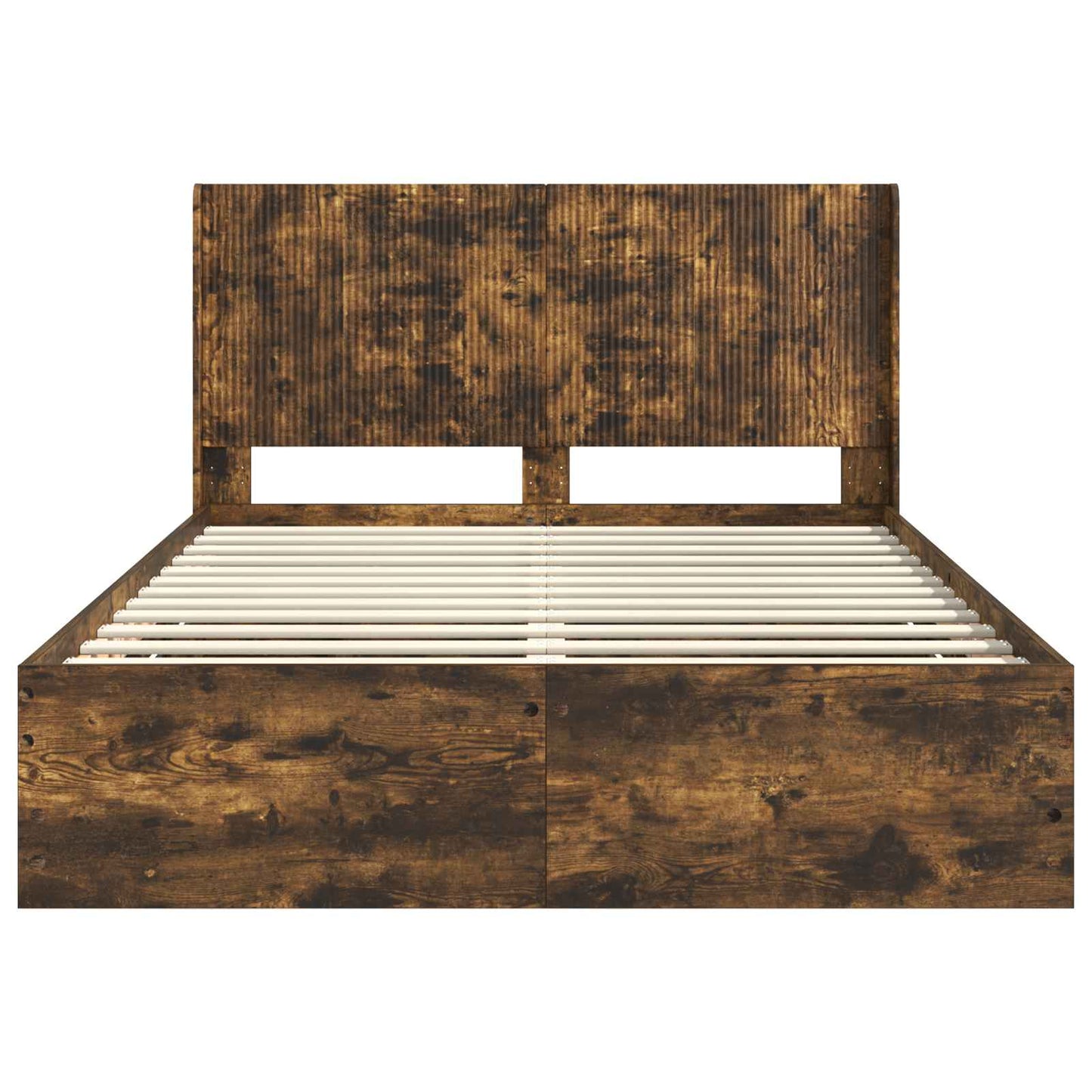 Bedframe met opbergruimte en hoofdbord met lade Gerookt eiken is nu te koop bij PeponiXL, paradijselijk wonen!