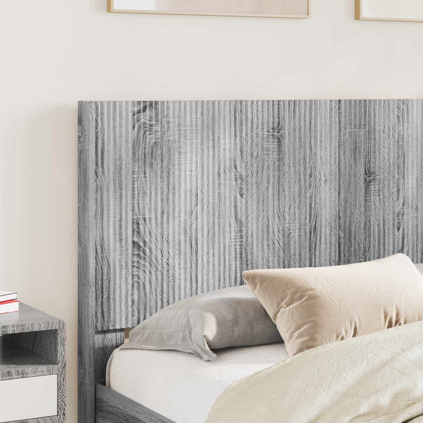 Bedframe met opbergruimte en hoofdbord met lade Grijs sonoma is nu te koop bij PeponiXL, paradijselijk wonen!