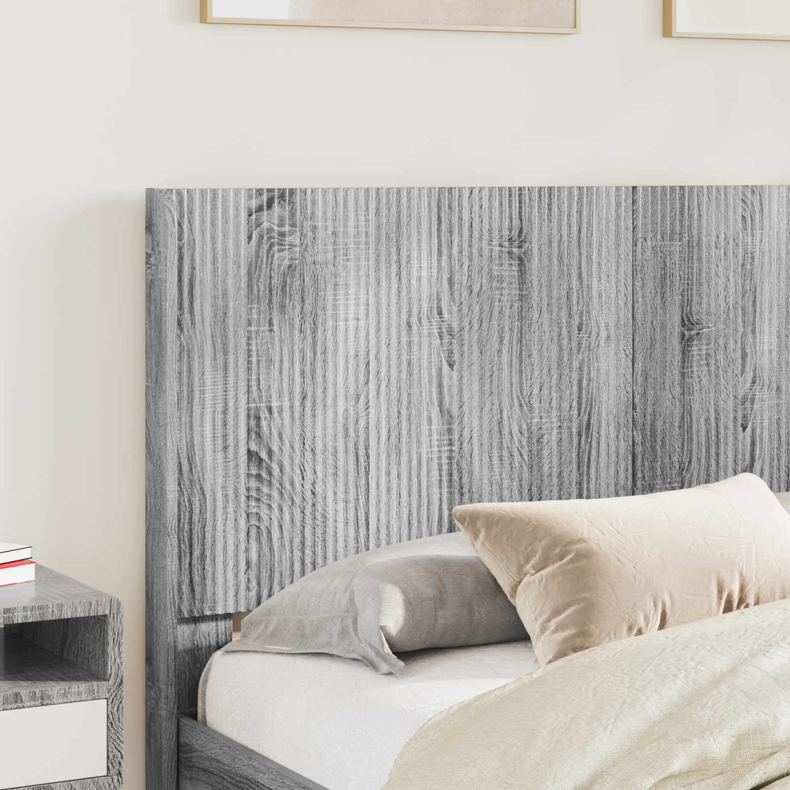 Bedframe met opbergruimte en hoofdbord met lade Grijs sonoma is nu te koop bij PeponiXL, paradijselijk wonen!