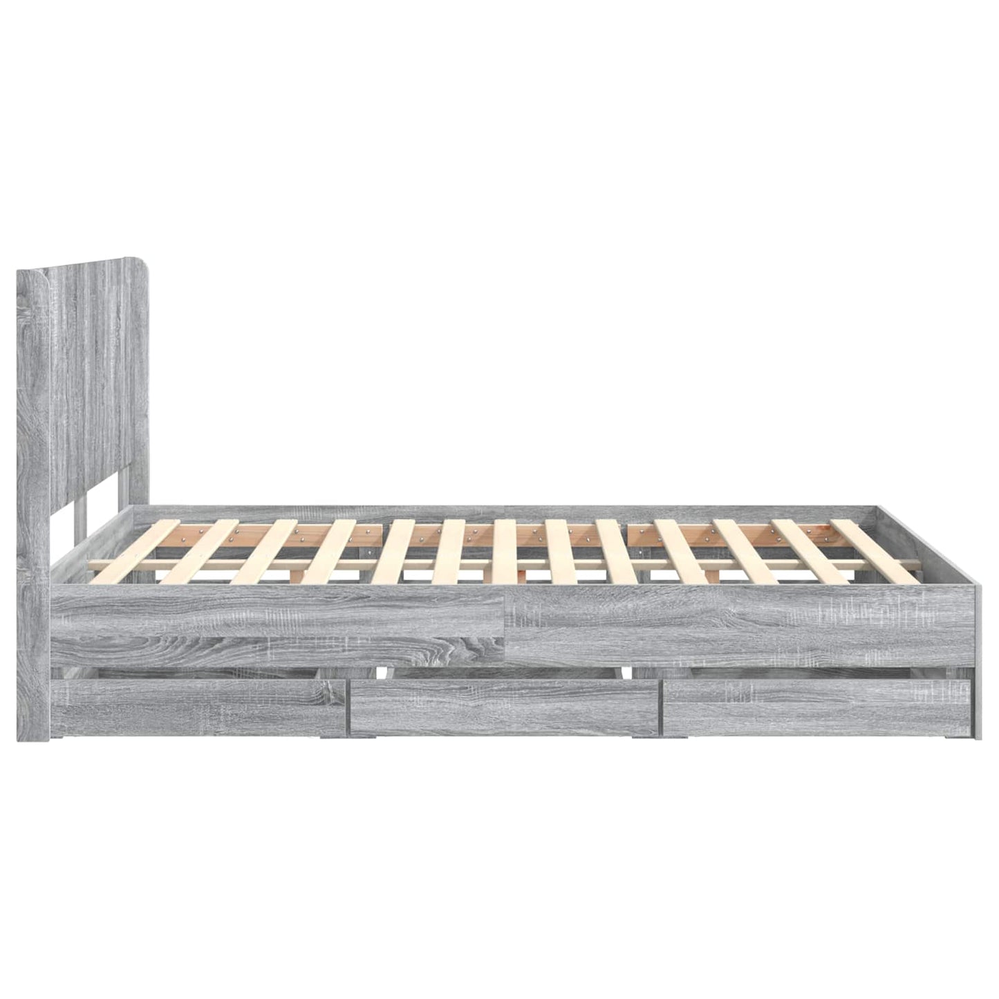 Bedframe met opbergruimte en hoofdbord met lade Grijs sonoma is nu te koop bij PeponiXL, paradijselijk wonen!