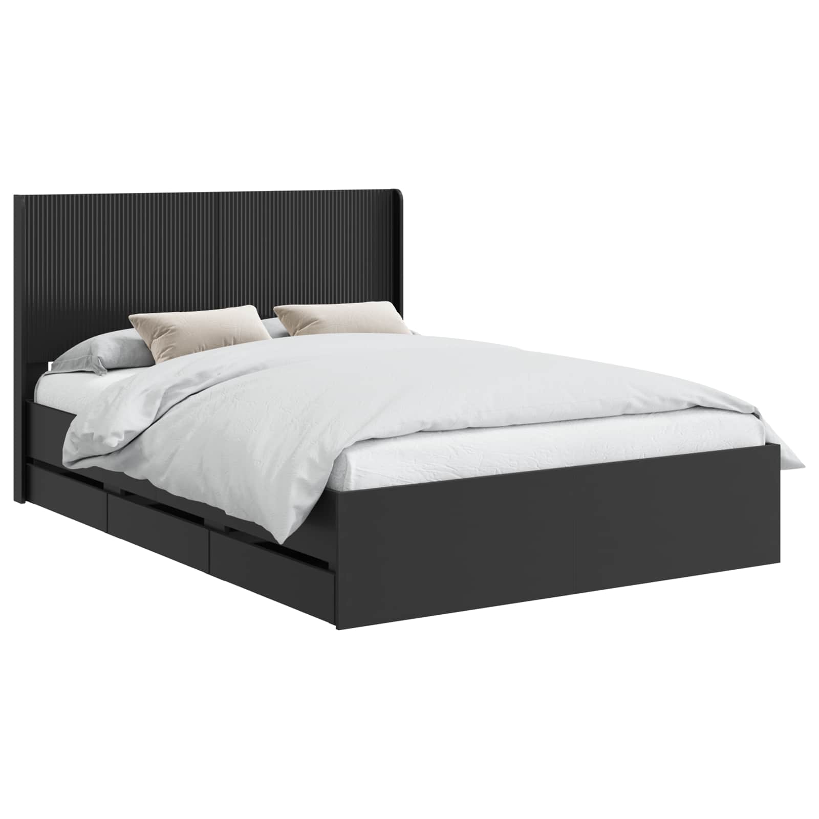 Bedframe met opbergruimte en hoofdbord Zwart 150 x 200 cm is nu te koop bij PeponiXL, paradijselijk wonen!