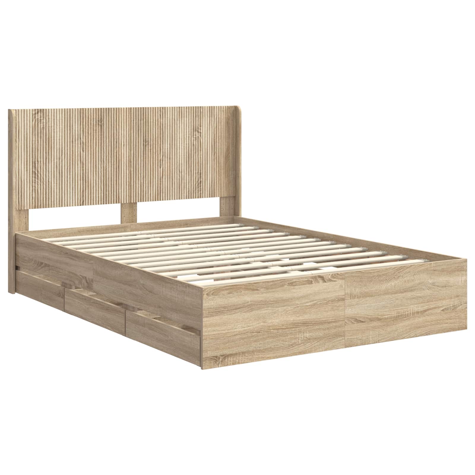 Bedframe met opbergruimte en hoofdbord met lade Sonoma Eiken is nu te koop bij PeponiXL, paradijselijk wonen!