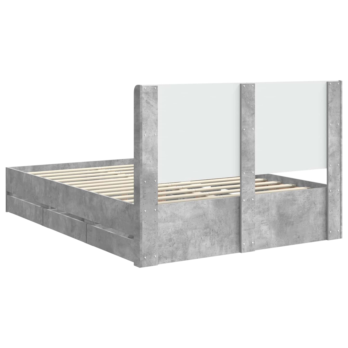 Bedframe met opbergruimte en hoofdbord Betongrijs 150 x 200 cm is nu te koop bij PeponiXL, paradijselijk wonen!