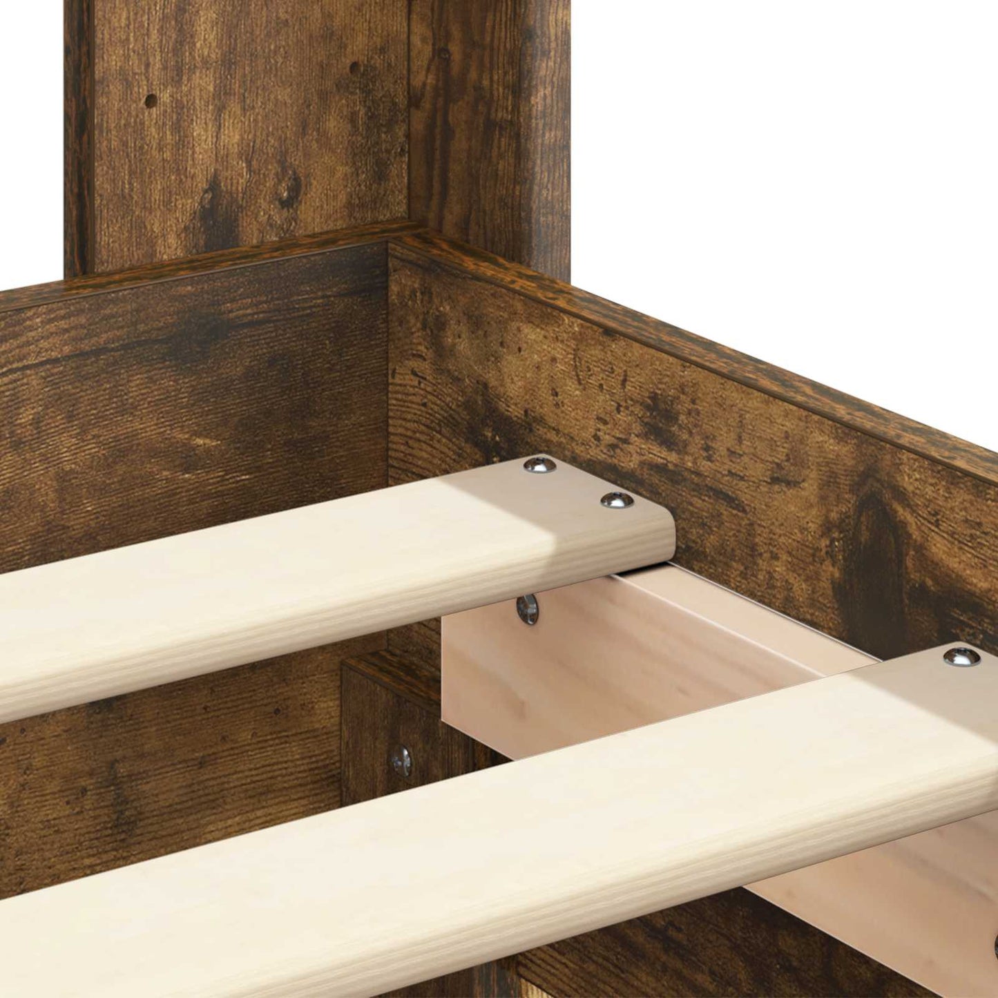 Bedframe met opbergruimte en hoofdbord met lade Gerookt eiken is nu te koop bij PeponiXL, paradijselijk wonen!