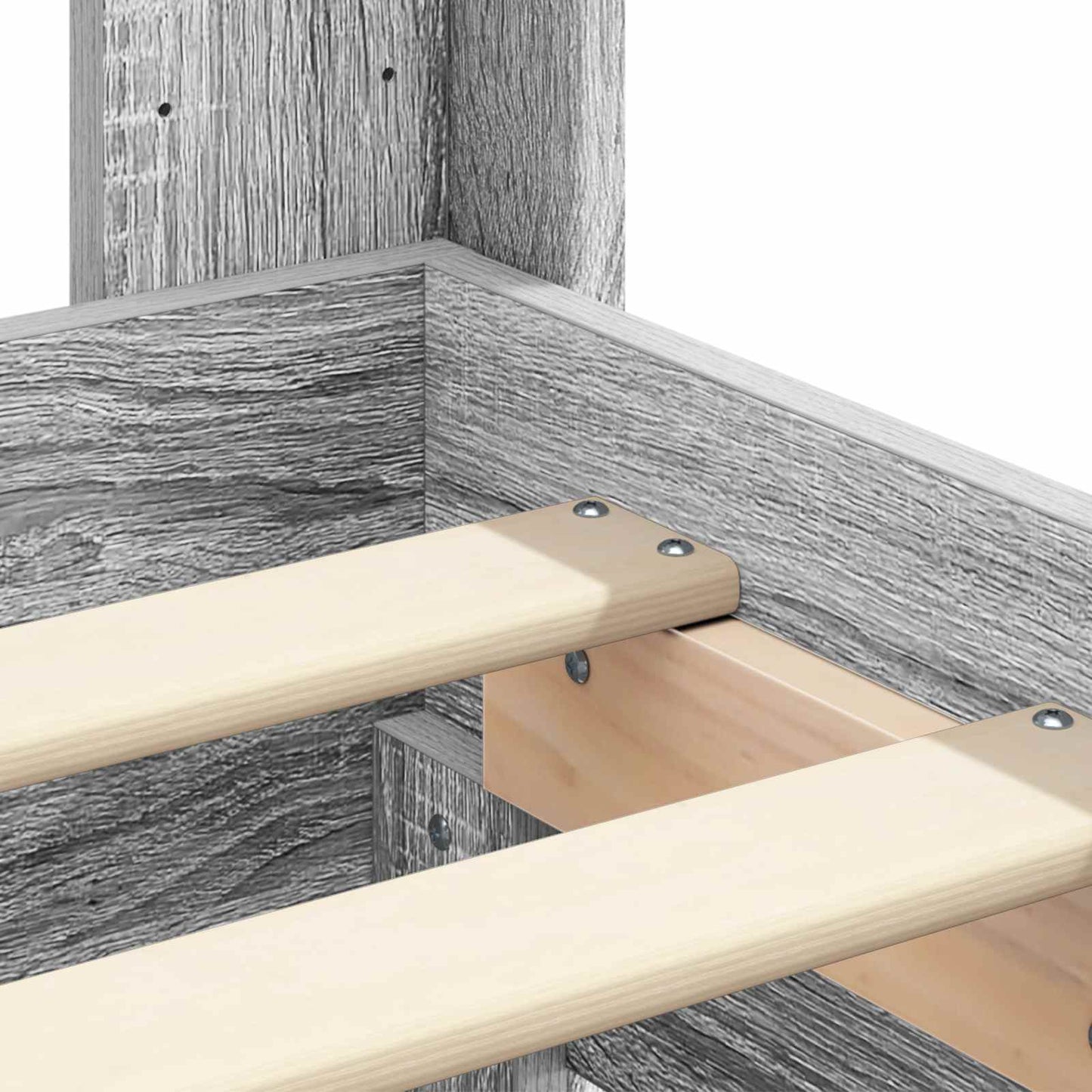 Bedframe met opbergruimte en hoofdbord met lade Grijs sonoma is nu te koop bij PeponiXL, paradijselijk wonen!