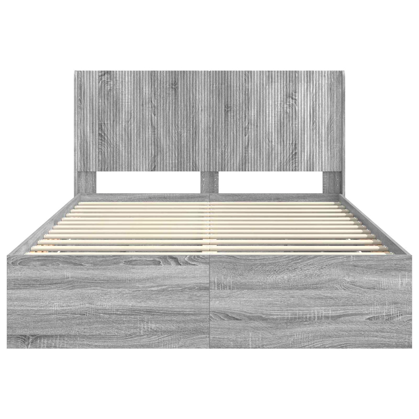 Bedframe met opbergruimte en hoofdbord met lade Grijs sonoma is nu te koop bij PeponiXL, paradijselijk wonen!