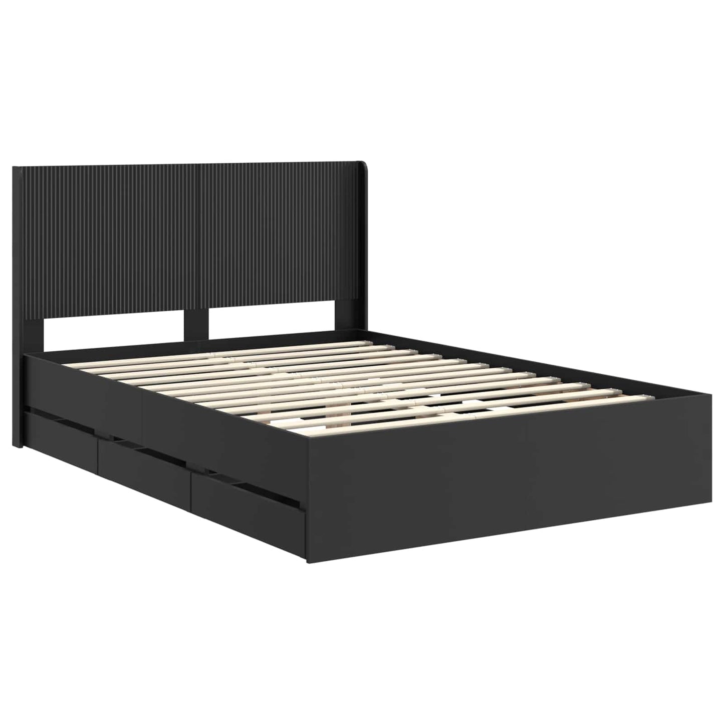 Bedframe met opbergruimte en hoofdbord Zwart 120 x 200 cm is nu te koop bij PeponiXL, paradijselijk wonen!