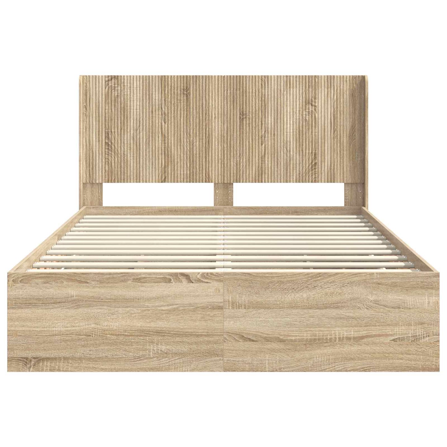 Bedframe met opbergruimte en hoofdbord met lade Sonoma Eiken is nu te koop bij PeponiXL, paradijselijk wonen!