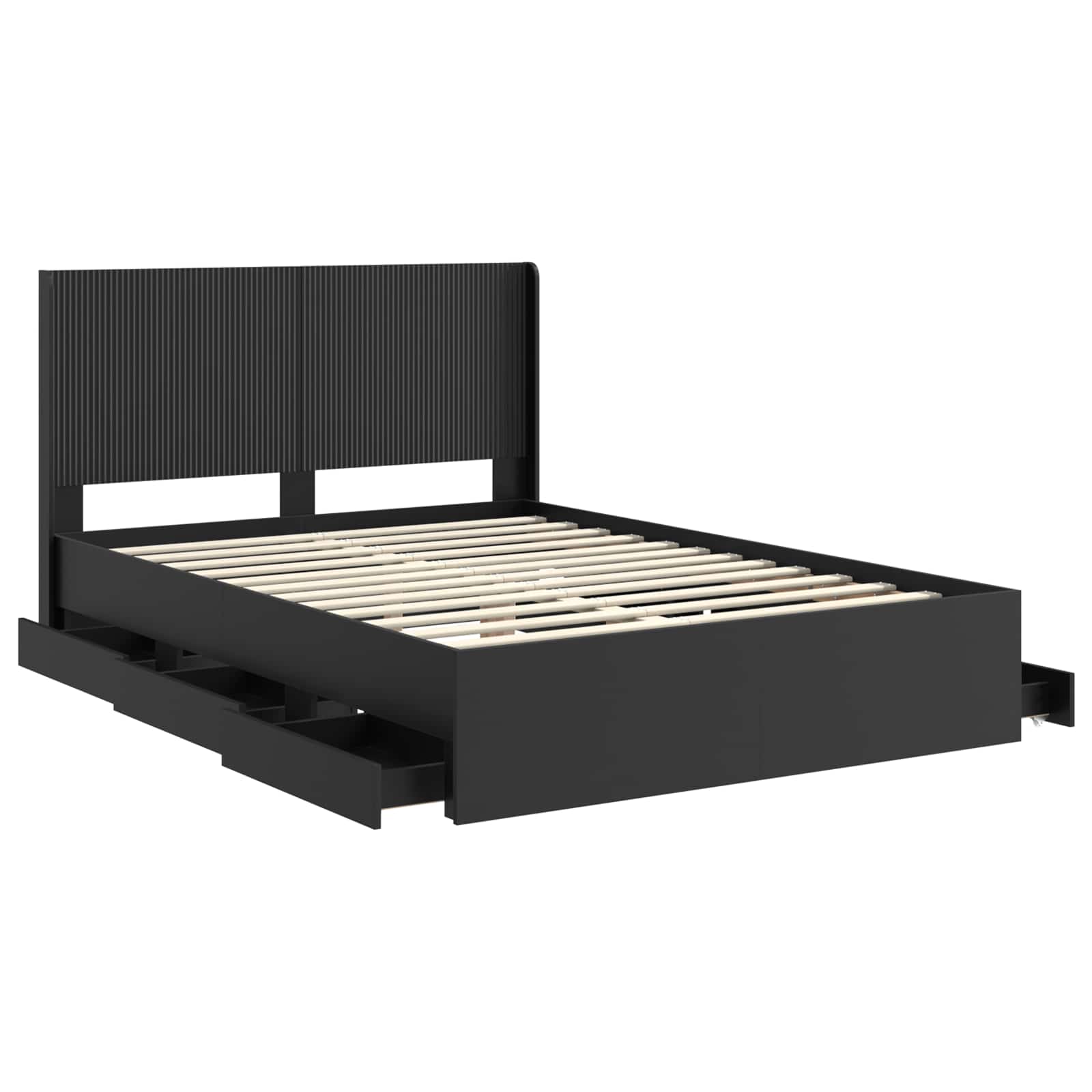 Bedframe met opbergruimte en hoofdbord Zwart 120 x 190 cm is nu te koop bij PeponiXL, paradijselijk wonen!