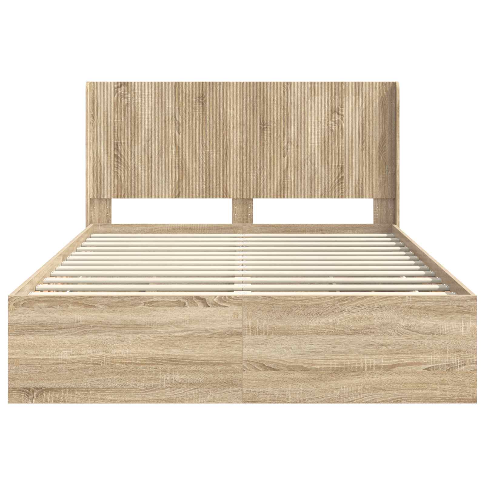 Bedframe met opbergruimte en hoofdbord met lade Sonoma Eiken is nu te koop bij PeponiXL, paradijselijk wonen!
