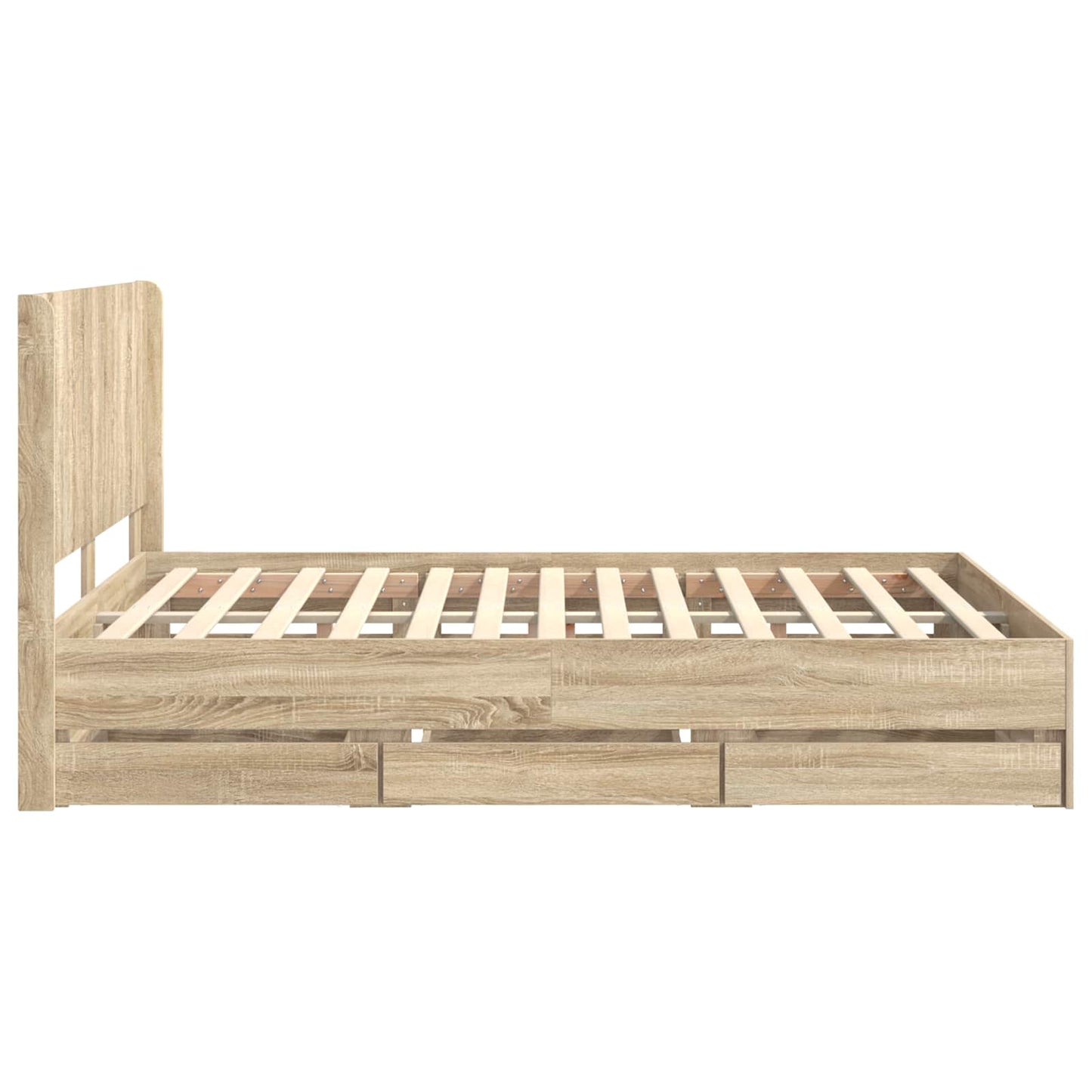 Bedframe met opbergruimte en hoofdbord met lade Sonoma Eiken is nu te koop bij PeponiXL, paradijselijk wonen!