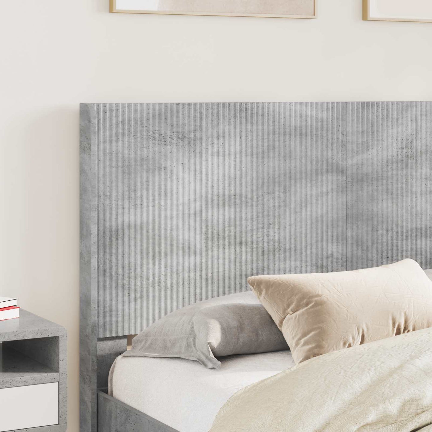 Bedframe met opbergruimte en hoofdbord Betongrijs 120 x 190 cm is nu te koop bij PeponiXL, paradijselijk wonen!