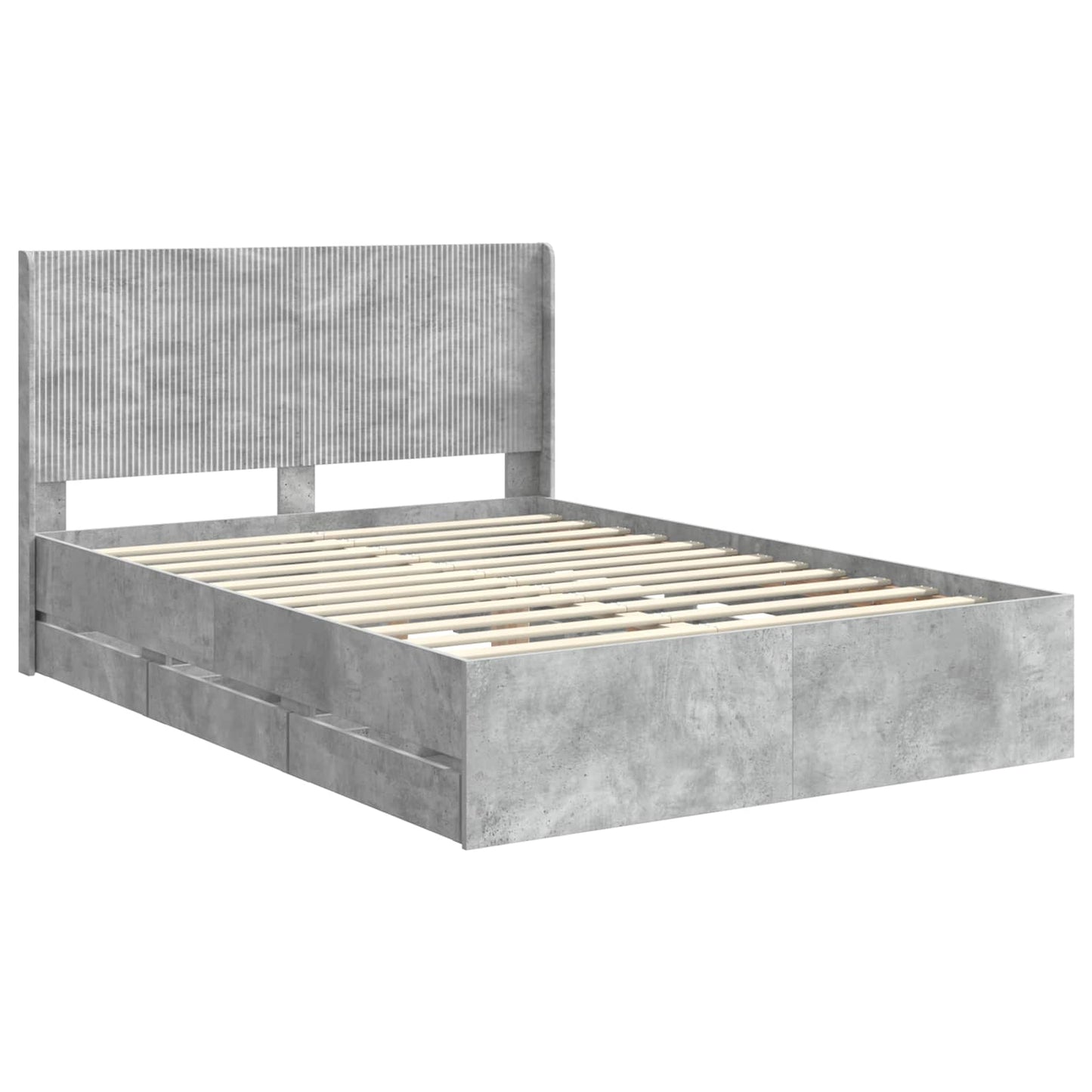 Bedframe met opbergruimte en hoofdbord Betongrijs 120 x 190 cm is nu te koop bij PeponiXL, paradijselijk wonen!