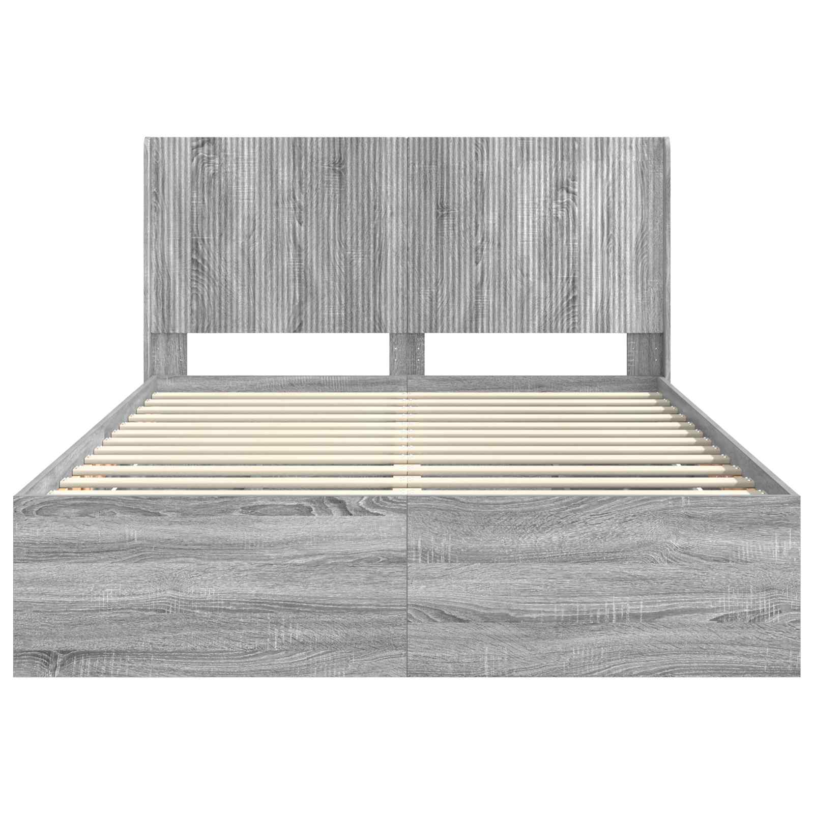 Bedframe met opbergruimte en hoofdbord met lade Grijs sonoma is nu te koop bij PeponiXL, paradijselijk wonen!
