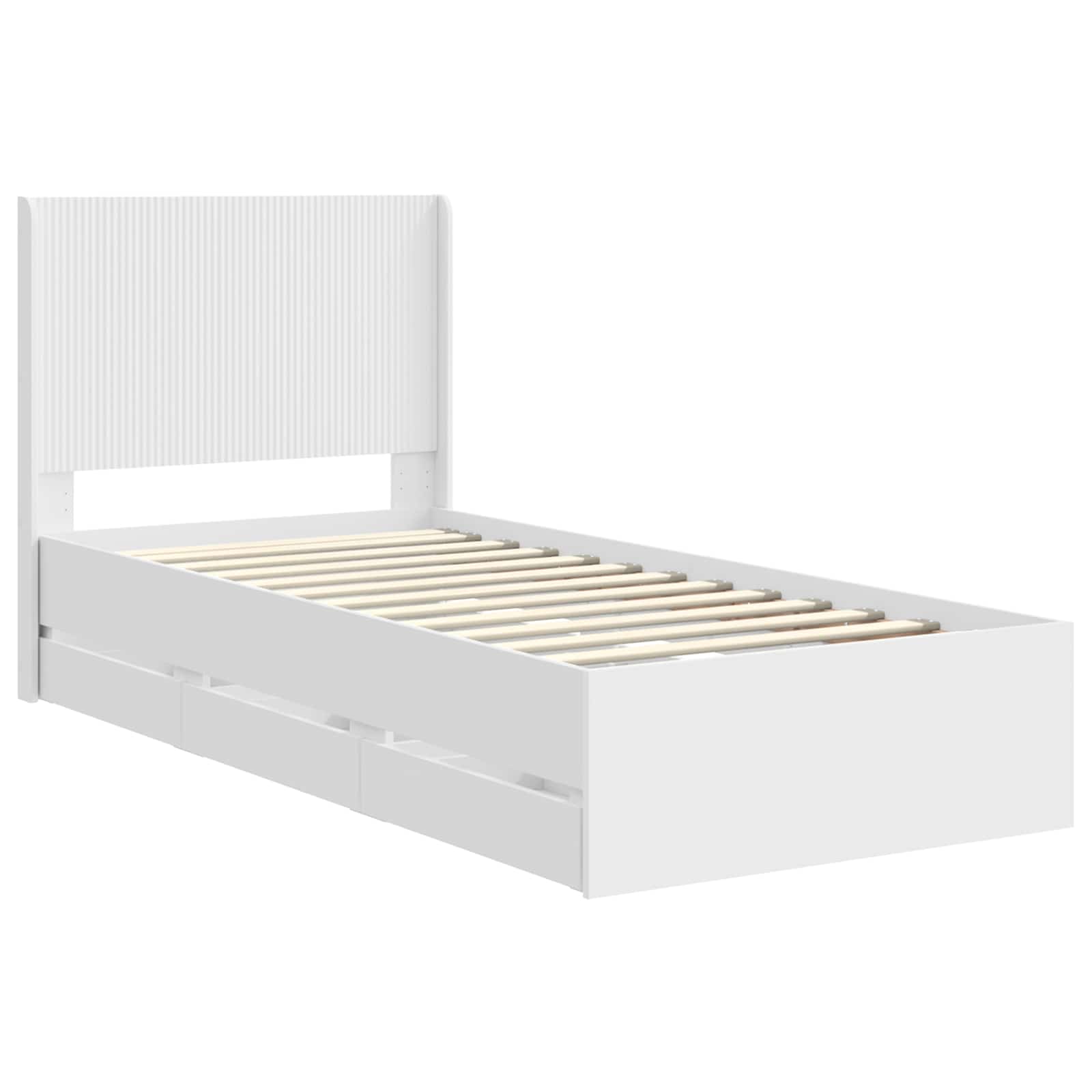 Bedframe met opbergruimte en hoofdbord Wit 100 x 200 cm is nu te koop bij PeponiXL, paradijselijk wonen!