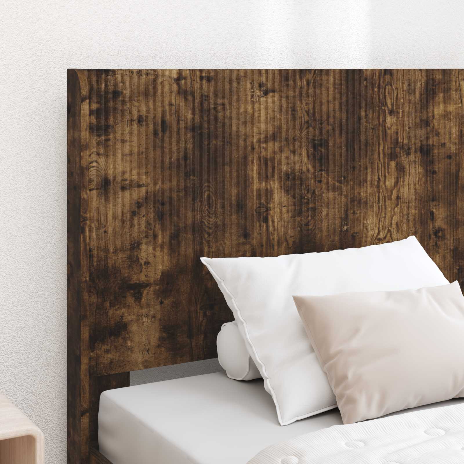Bedframe met opbergruimte en hoofdbord met lade Gerookt eiken is nu te koop bij PeponiXL, paradijselijk wonen!