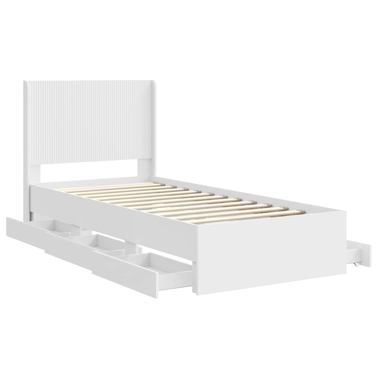 Bedframe met opbergruimte en hoofdbord met lade Wit 90 x 200 cm is nu te koop bij PeponiXL, paradijselijk wonen!