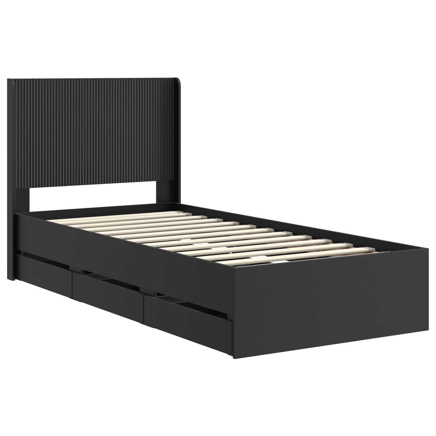 Bedframe met opbergruimte en hoofdbord Zwart 90 x 200 cm is nu te koop bij PeponiXL, paradijselijk wonen!