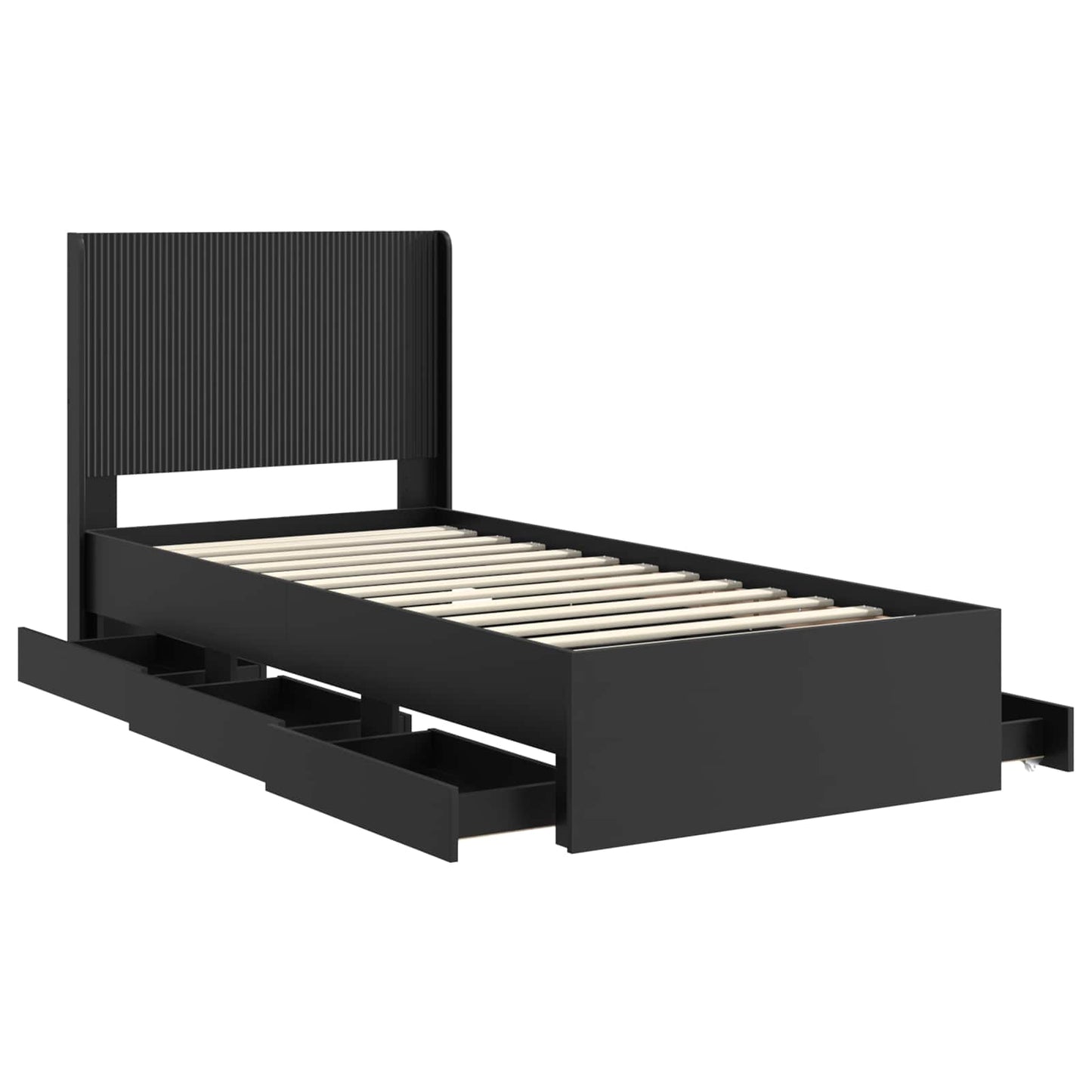Bedframe met opbergruimte en hoofdbord Zwart 90 x 200 cm is nu te koop bij PeponiXL, paradijselijk wonen!