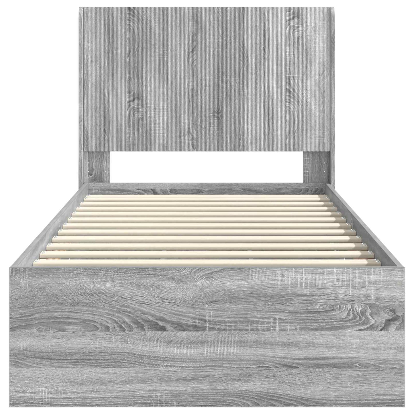 Bedframe met opbergruimte en hoofdbord Grijs sonoma 90 x 200 cm is nu te koop bij PeponiXL, paradijselijk wonen!