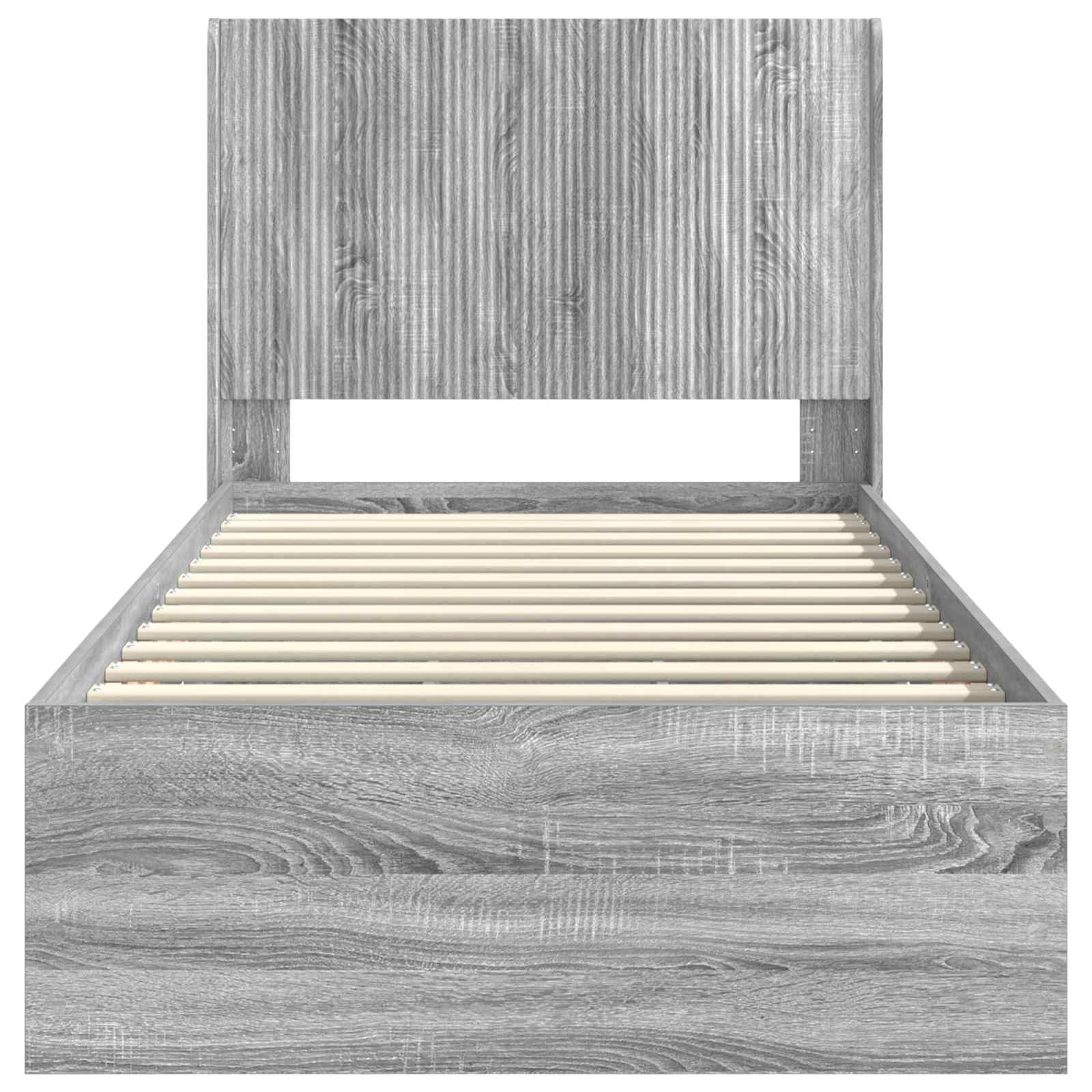 Bedframe met opbergruimte en hoofdbord Grijs sonoma 90 x 200 cm is nu te koop bij PeponiXL, paradijselijk wonen!