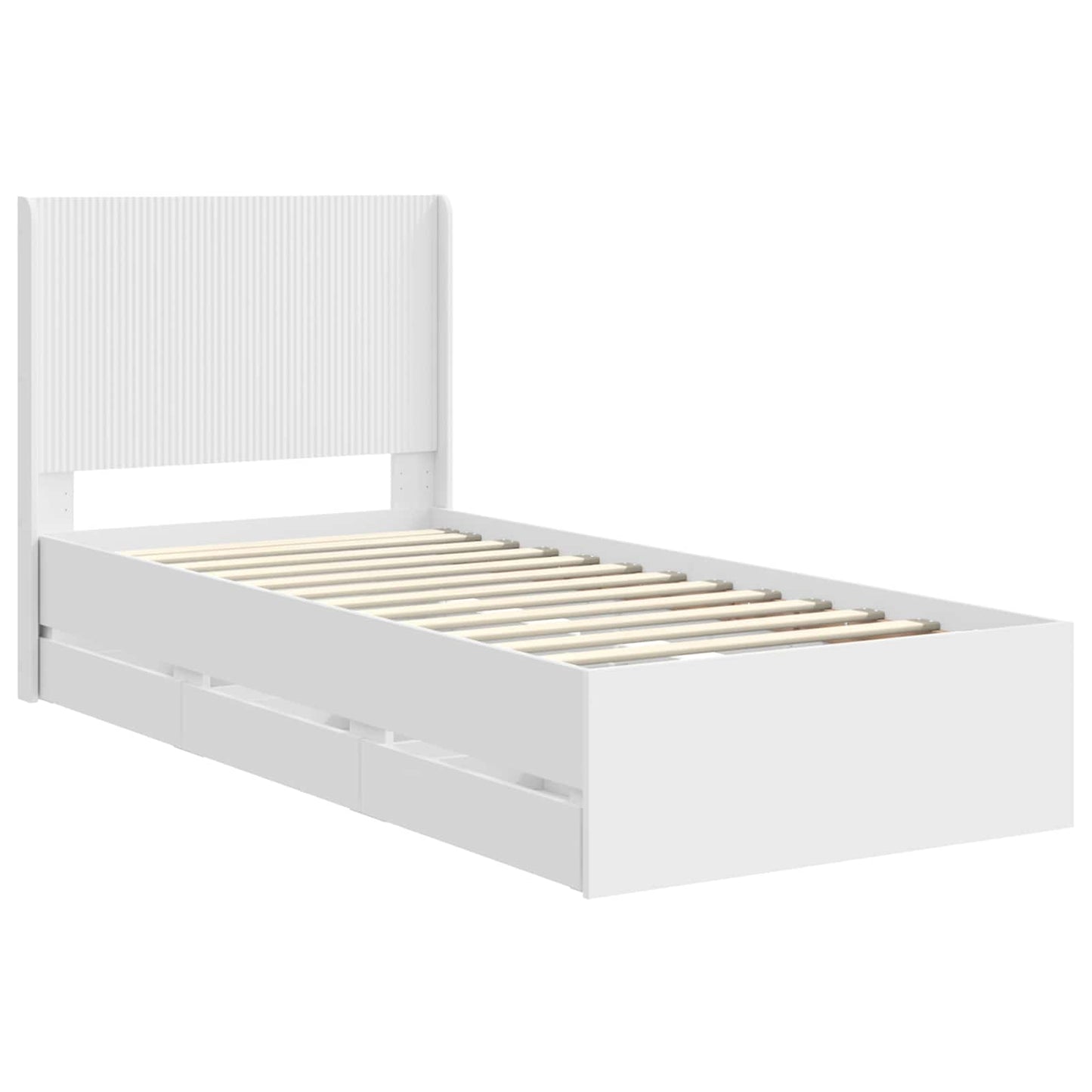 Bedframe met opbergruimte en hoofdbord met lade Wit 90 x 190 cm is nu te koop bij PeponiXL, paradijselijk wonen!